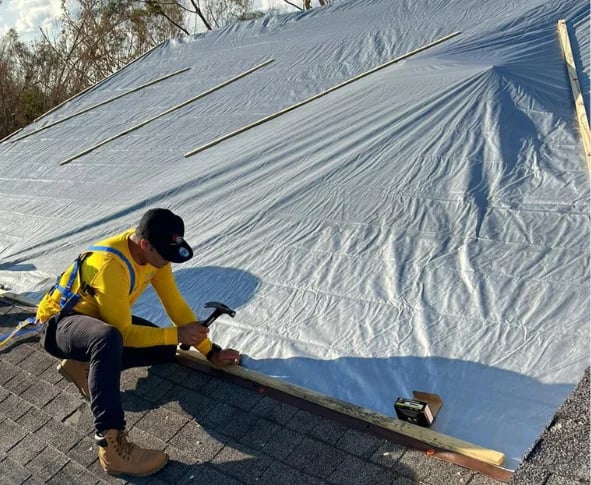 roof tarp installation